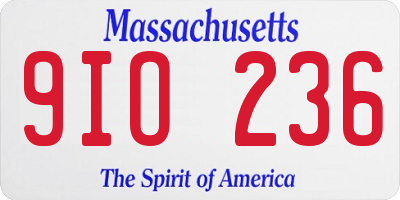MA license plate 9IO236
