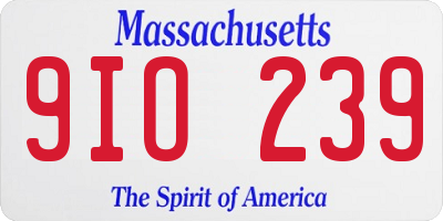 MA license plate 9IO239