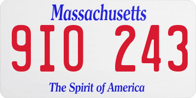 MA license plate 9IO243