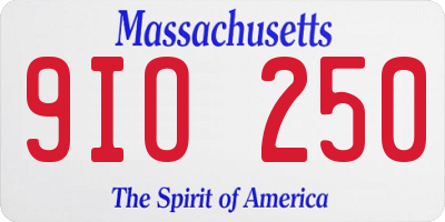 MA license plate 9IO250