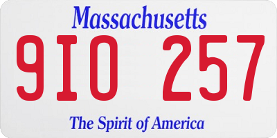 MA license plate 9IO257