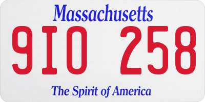 MA license plate 9IO258
