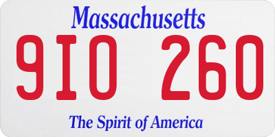 MA license plate 9IO260