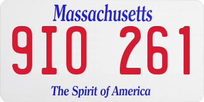 MA license plate 9IO261