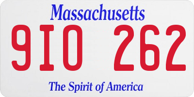 MA license plate 9IO262