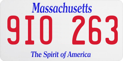 MA license plate 9IO263