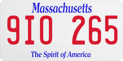 MA license plate 9IO265