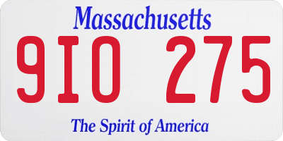 MA license plate 9IO275