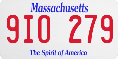 MA license plate 9IO279