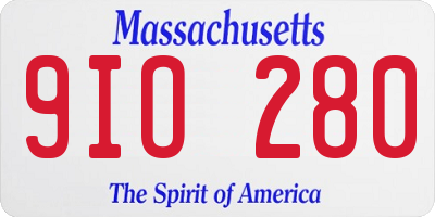 MA license plate 9IO280