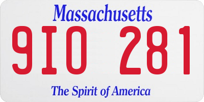 MA license plate 9IO281