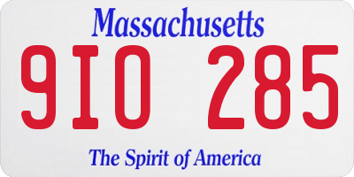 MA license plate 9IO285