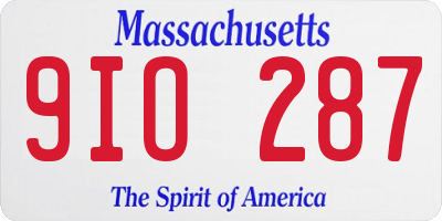 MA license plate 9IO287