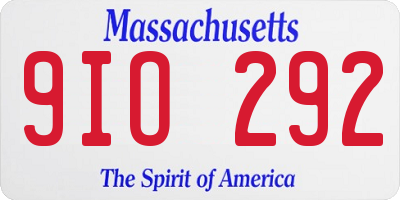 MA license plate 9IO292