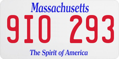 MA license plate 9IO293