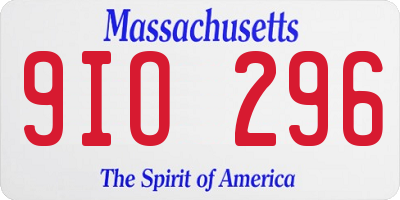 MA license plate 9IO296