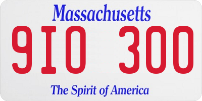 MA license plate 9IO300