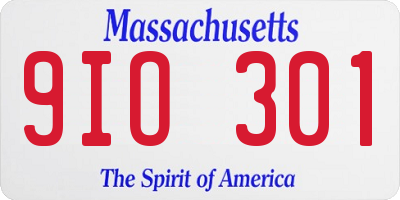 MA license plate 9IO301