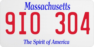 MA license plate 9IO304