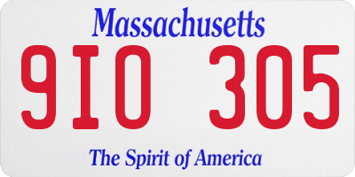 MA license plate 9IO305