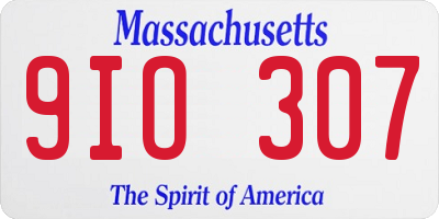 MA license plate 9IO307