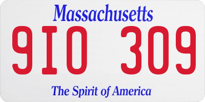 MA license plate 9IO309