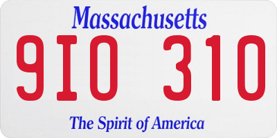 MA license plate 9IO310