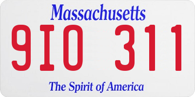 MA license plate 9IO311