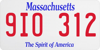 MA license plate 9IO312