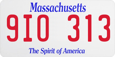 MA license plate 9IO313