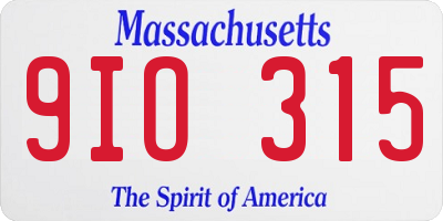MA license plate 9IO315