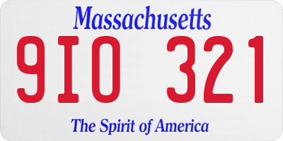 MA license plate 9IO321