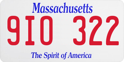 MA license plate 9IO322