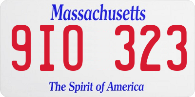 MA license plate 9IO323