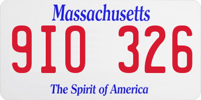 MA license plate 9IO326