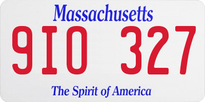 MA license plate 9IO327