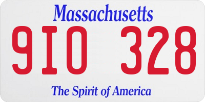 MA license plate 9IO328