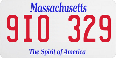 MA license plate 9IO329