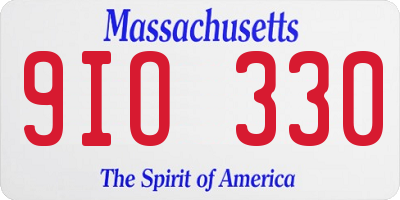 MA license plate 9IO330