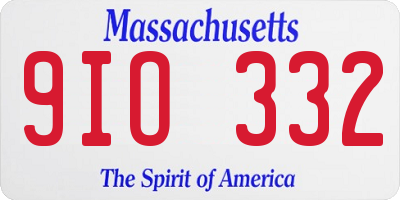 MA license plate 9IO332