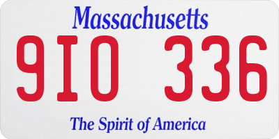 MA license plate 9IO336