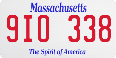 MA license plate 9IO338