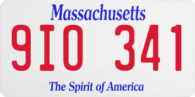 MA license plate 9IO341