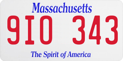 MA license plate 9IO343