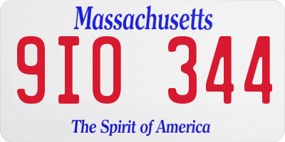 MA license plate 9IO344
