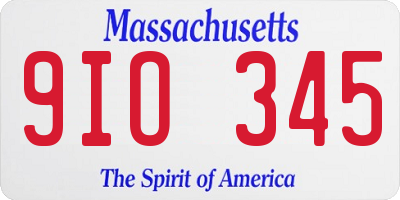 MA license plate 9IO345