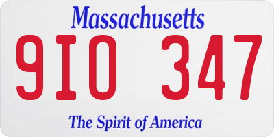 MA license plate 9IO347