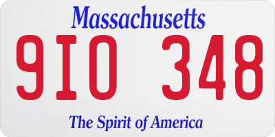 MA license plate 9IO348