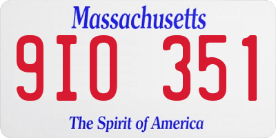 MA license plate 9IO351