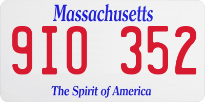 MA license plate 9IO352